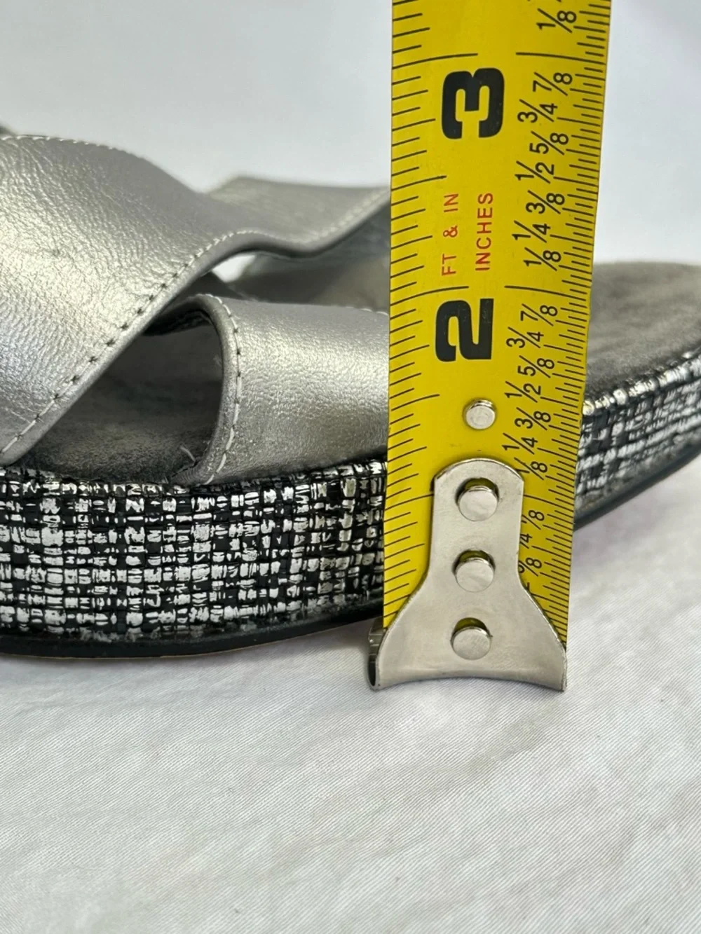 Mila Paoli Wedge Italian Leather Slip On Sandals Gray Womens Size 7.5